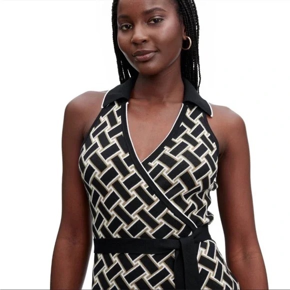 Diane Von Furstenberg x Target Collared Sleeveless Black Wrap Dress L Large - Picture 2 of 4